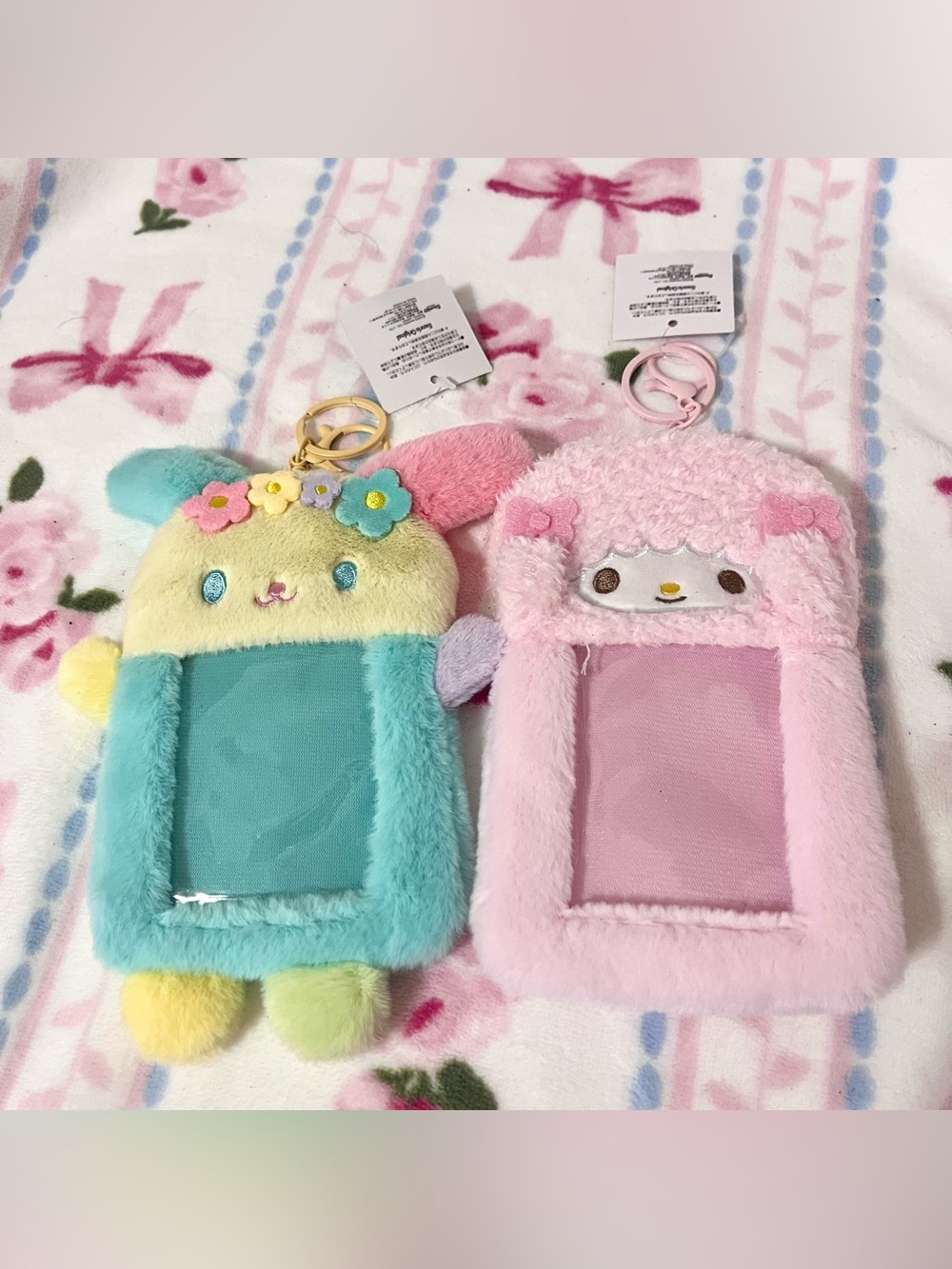 Sanrio Usahana and My Sweet Piano plush photo card holder keyring